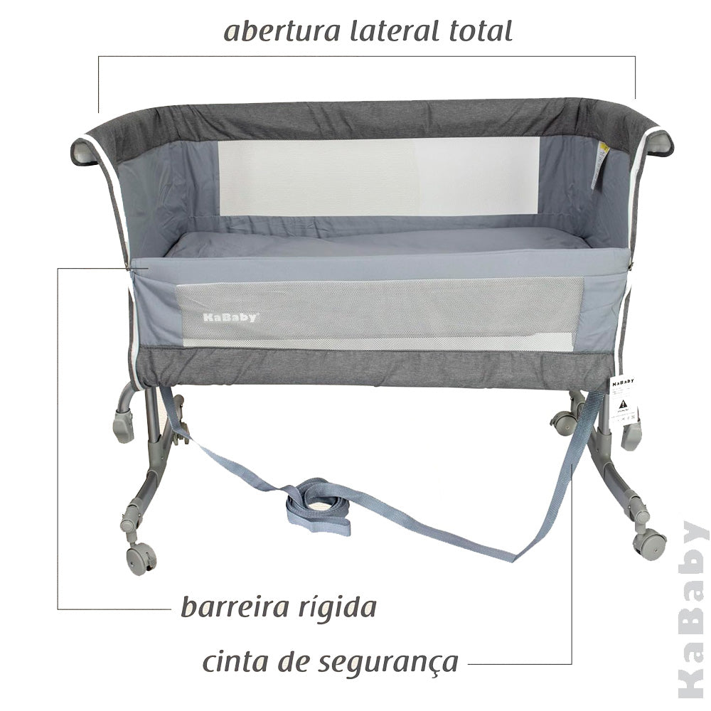 Berço Portátil Moisés Co-bed Cinza Kababy 9 Posições