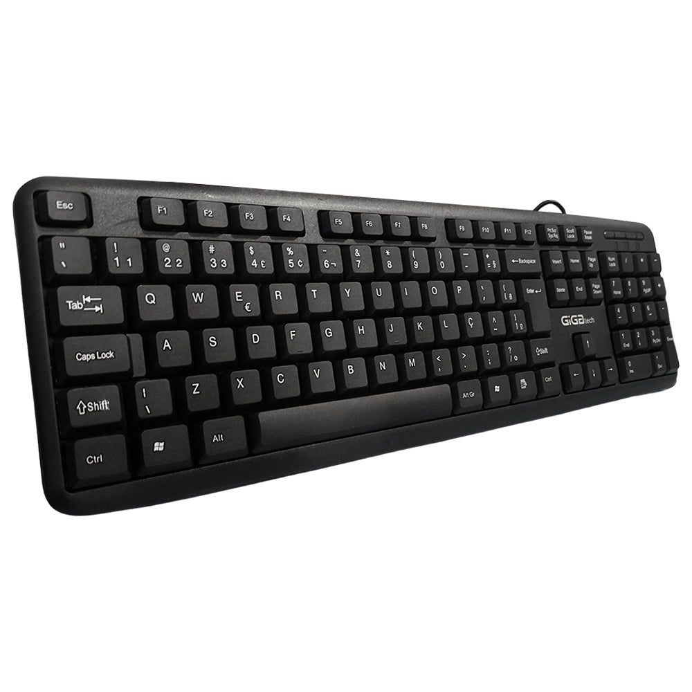 Teclado Slim USB, Design Ergonômico e Confortável, Modelo 4001-01, GigaTech, Preto