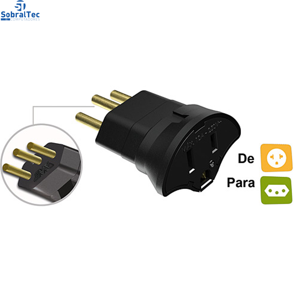 Adaptador Tripolar Para Tomada Padrão Novo Microsol