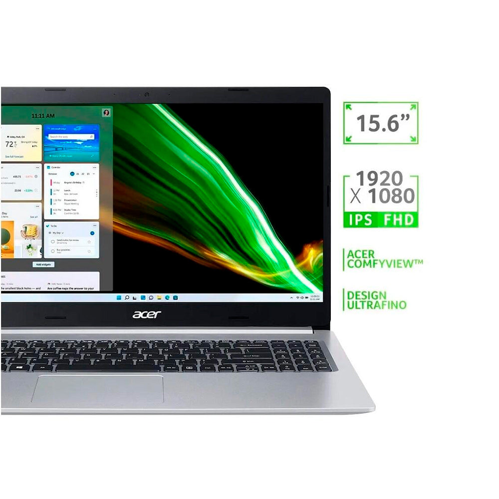 Notebook Acer Aspire 5 A515-45-R36L AMD Ryzen 7-5700U RAM 16GB NVMe 512GB + SSD 1TB, Tela 15.6" FHD IPS, Prata - Linux