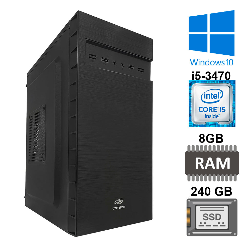 Computador Core i5-3470, SSD 240GB, Ram 8GB, Gab MT-32BK, Win 10