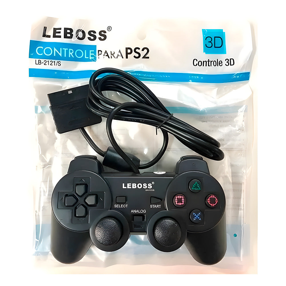 Controle Compatível Playstation 2, Com Joystick Analógico Digital, Com Fio
