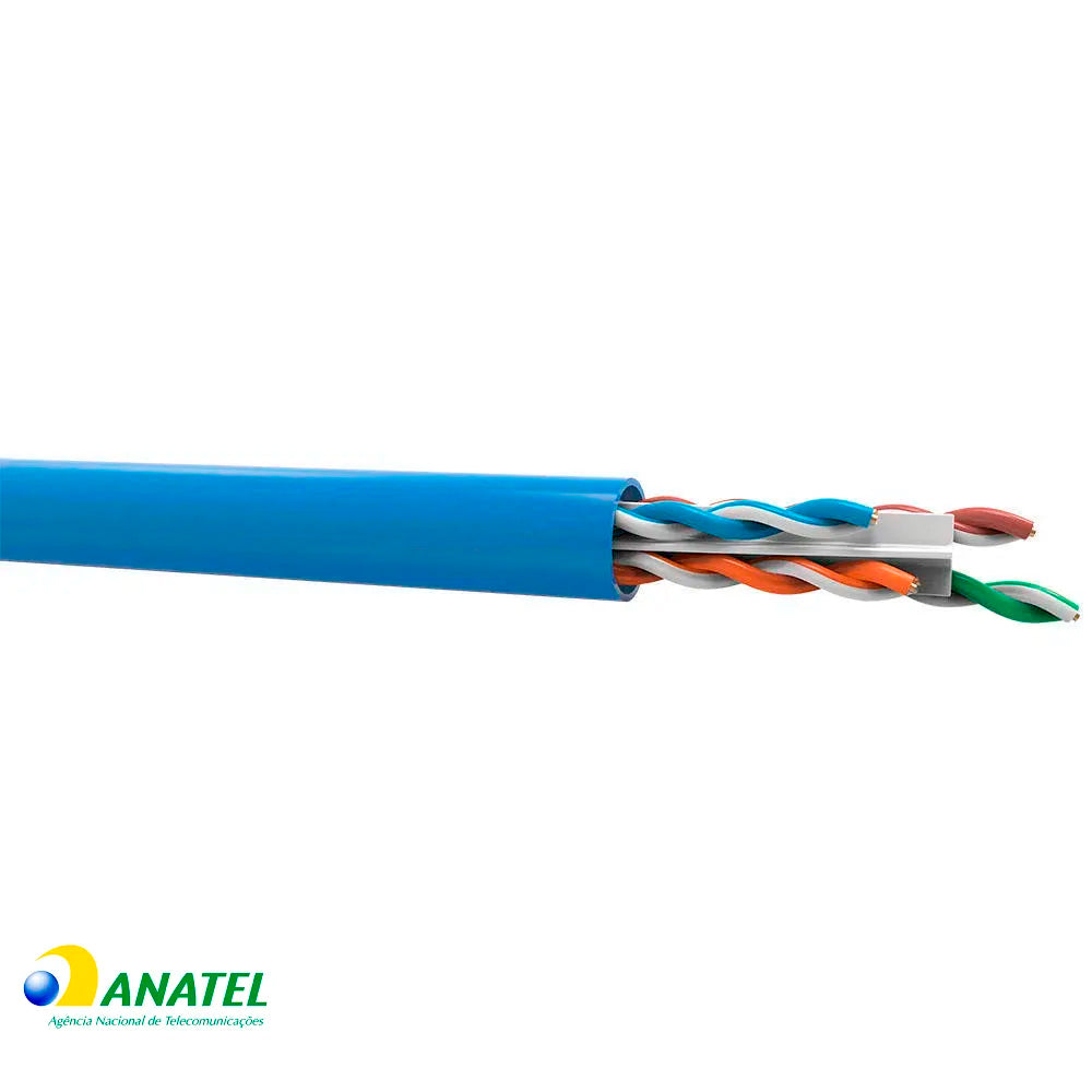 Caixa de Cabo de Rede CAT6, UTP 4P, 100% Cobre, 4PX24AWG, CM INT, WEC - Azul