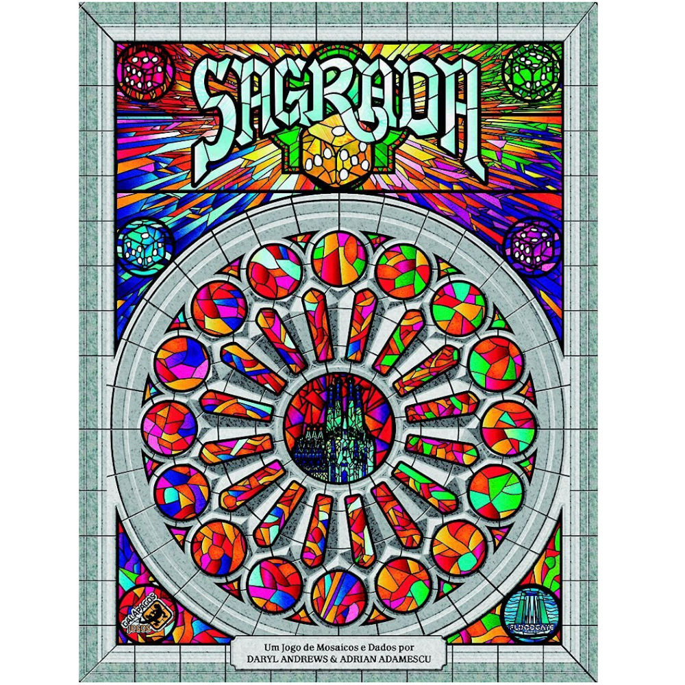 Jogo Tabuleiro Sagrada Galápagos Mosaico Dados 1-4 Jogadores, 90 Dados Coloridos, 4 Molduras, 12 Cartas Padrão