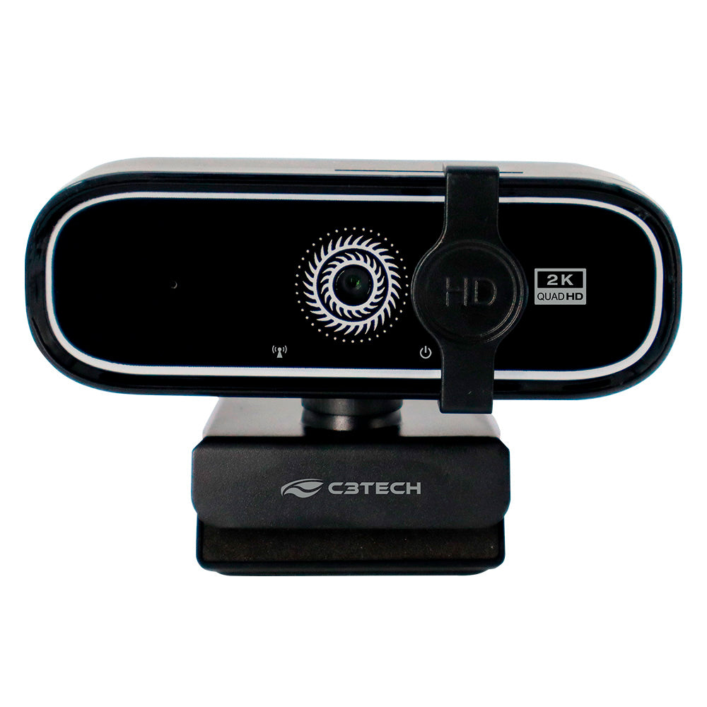 Webcam C3TECH WB-200BK Quad HD 2K, com Microfone, Plug and Play USB 2.0, 30FPS - Preto