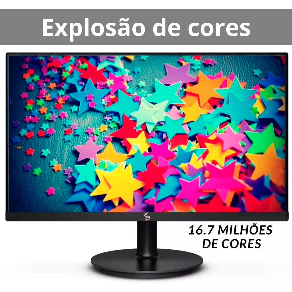 Monitor LED 20 Polegadas, 3Green, 75Hz, Widescreen, VESA, HDMI/VGA, Ajuste de Inclinação, Preto