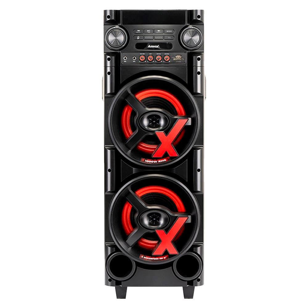 Caixa de Som Amplificada RMS Amvox ACA1000 NewX, Bluetooth 5.0, LED, PowerX, USB/SD, Bivolt - Preto