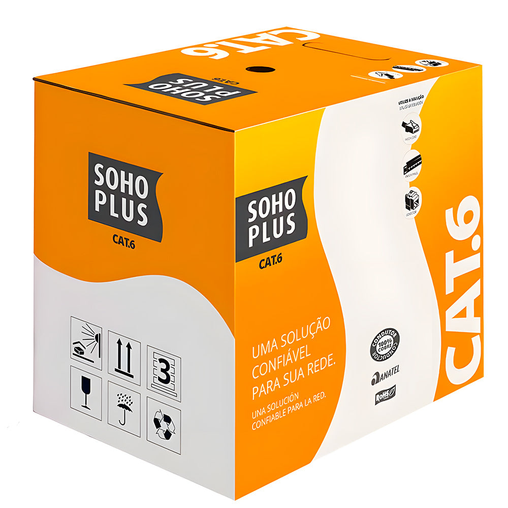 Caixa de Cabo de Rede, Soho Plus, CAT6 UTP 24AWGX4P, Azul, 100% Cobre, 305 Metros
