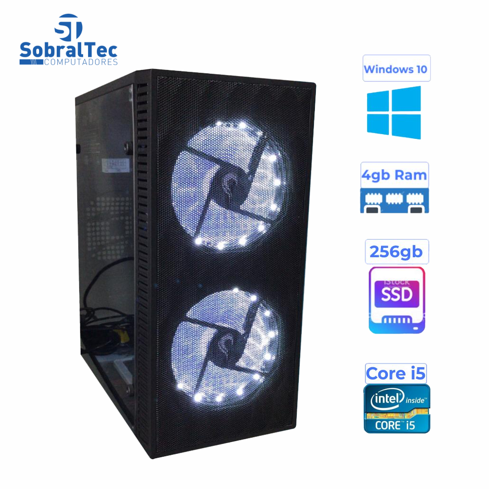 Computador Core i5 HD SSD 256GB Memória 4GB Gabinete Em Acrílico Fonte Real 500W