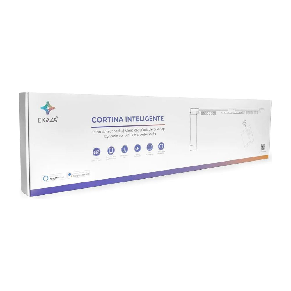 Cortina Inteligente Ekaza Eknh-T216Z Motorizada 4.2m Zigbee 3.0, Voal Wifi Alexa E Google Home Controle Cor Branco