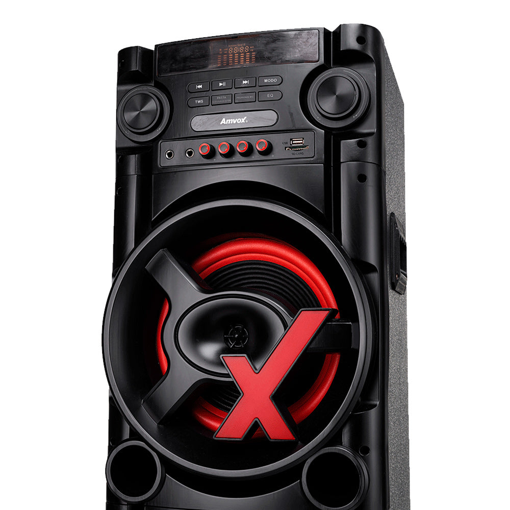 Caixa de Som Amplificada RMS Amvox ACA1000 NewX, Bluetooth 5.0, LED, PowerX, USB/SD, Bivolt - Preto