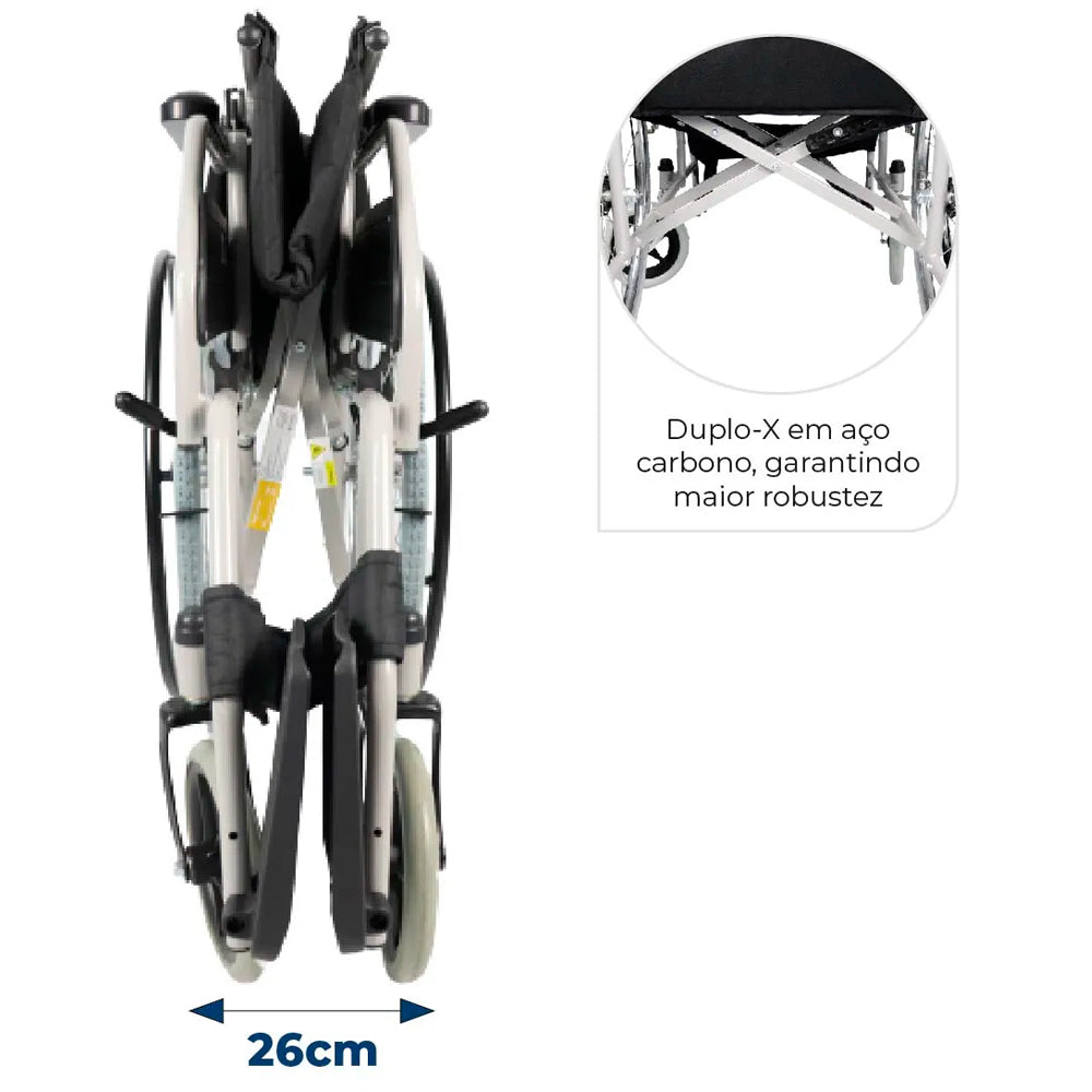 Cadeira De Rodas Dobrável Resistente Até 100kg D100 Dellamed
