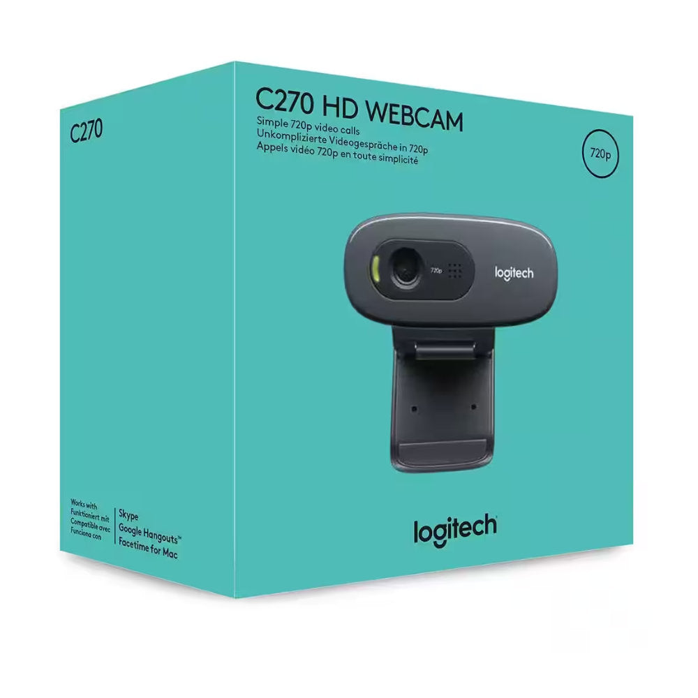 Webcam Logitech C270 HD 3MP, Vídeo 720p 30fps, Microfone Integrado, Widescreen, USB 2.0, 66° FOV, Preto