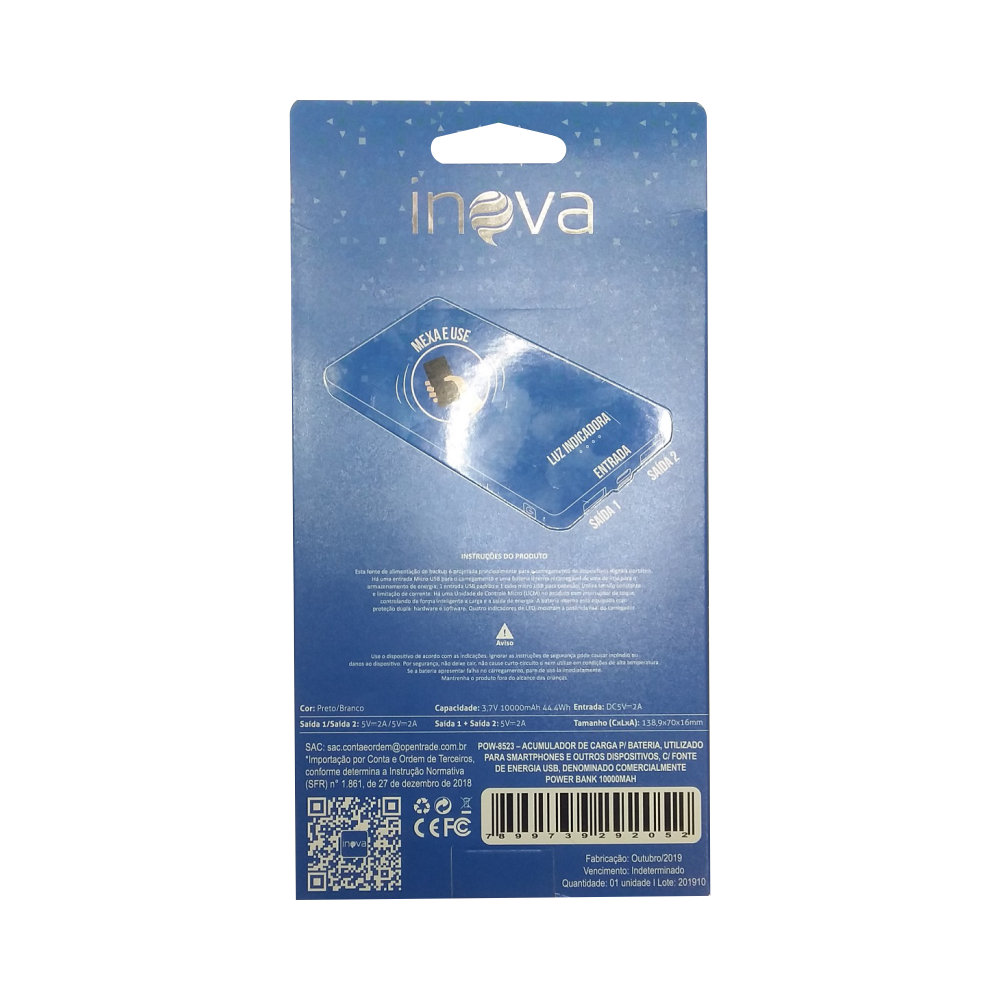 Carregador Portátil Power Bank Inova 10000mAh Pow-8523