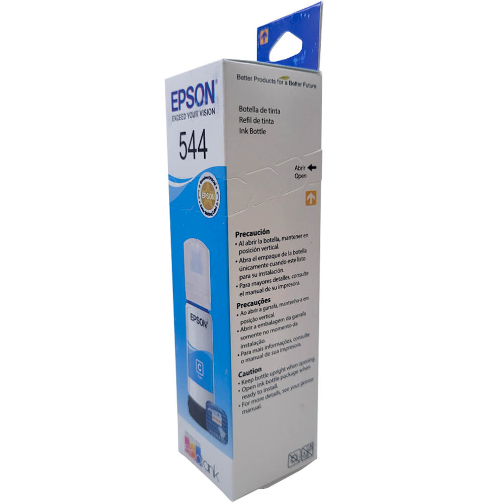 Refil de Tinta Epson Corante T544 Ciano 65ML Para Ecotank L1110 / L1210 / L3110 / L3150 / L3160 / L3251 / L5190