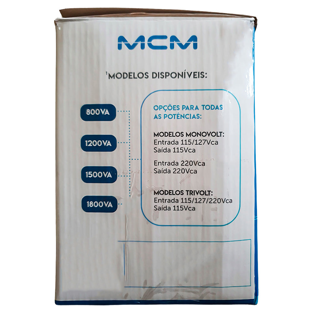 Nobreak MCM 1200VA UPS1200 ACTION FIT 3.1, 6 Tomadas, Trivolt/ 115V - UPS0257 - Com Suporte Para Bateria Estacionária