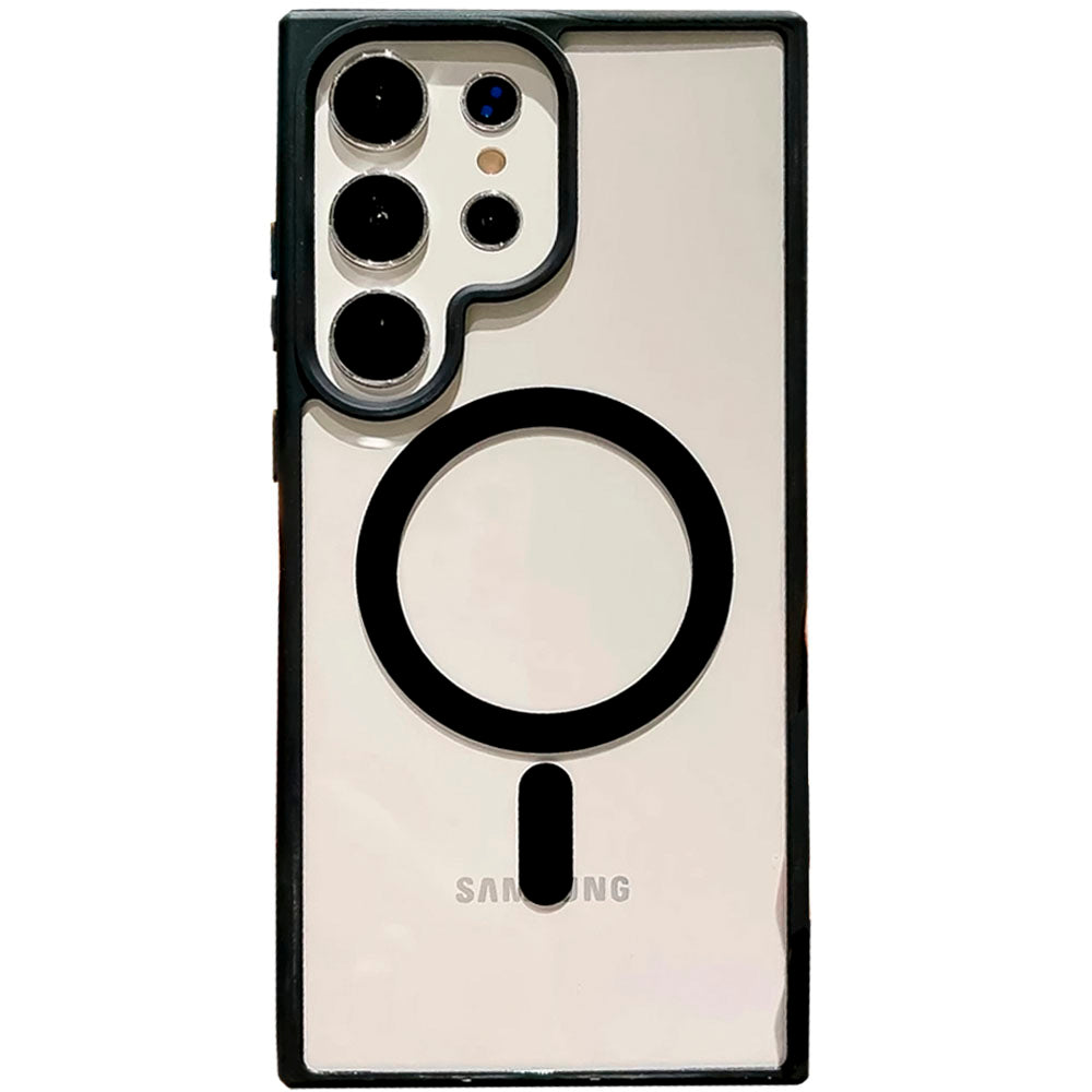 Capa Transparente Com Suporte A Carregamento Magnético Para Samsung S24 Ultra - Preto