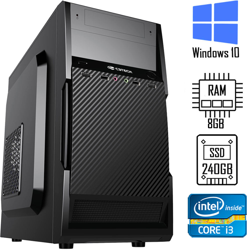 Computador Core i3-2100- HD SSD 240GB - Memória 8GB - Gab MT-25V2BK - Windows 10