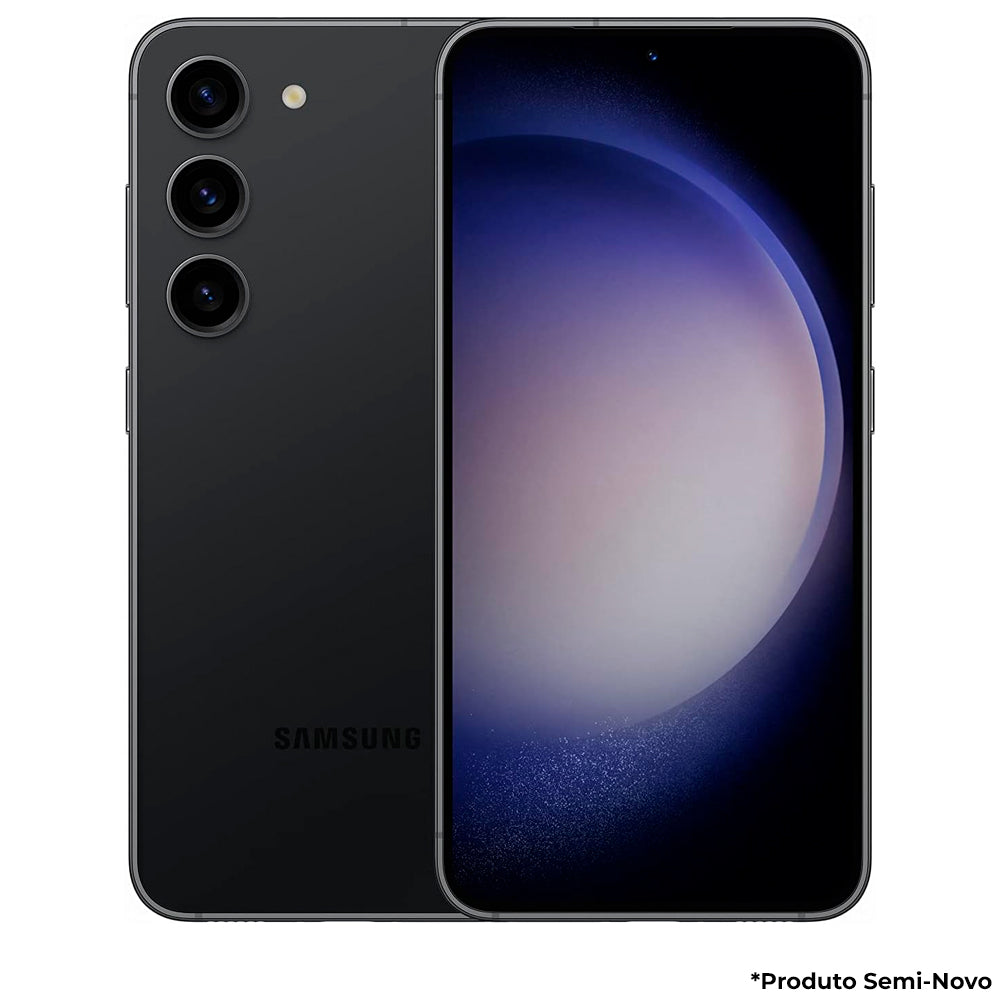 Smartphone Samsung Galaxy S23, 128GB 8GB RAM 5G 6.1'', Snapdragon 8 Câmera Tripla 50MP Selfie 12MP Preto-Semi Novo