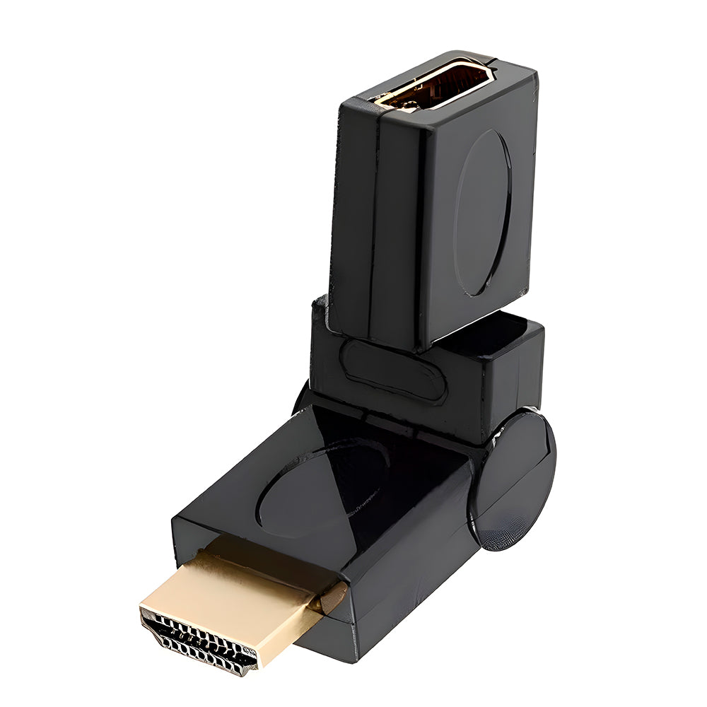 Adaptador HDMI Macho x HDMI Fêmea Dobrável em 180° e Rotativo em 360° - Preto