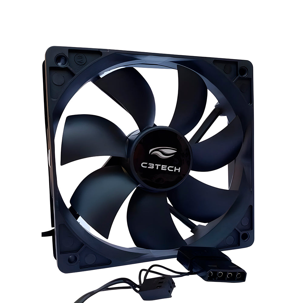 Cooler Fan C3Tech F7-100BK Storm 12x12x2.5 cm Preto - Rolamento FDB 12v 1200RPM
