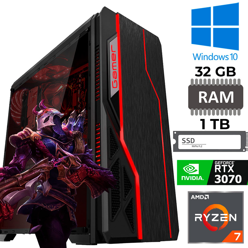 Computador Gamer Editor Ryzen 7 5700G, SSD 1T NVME, RAM 32GB, Placa de Vídeo RTX 3070 TI, B550MH, Fonte ATX Gamer 750W