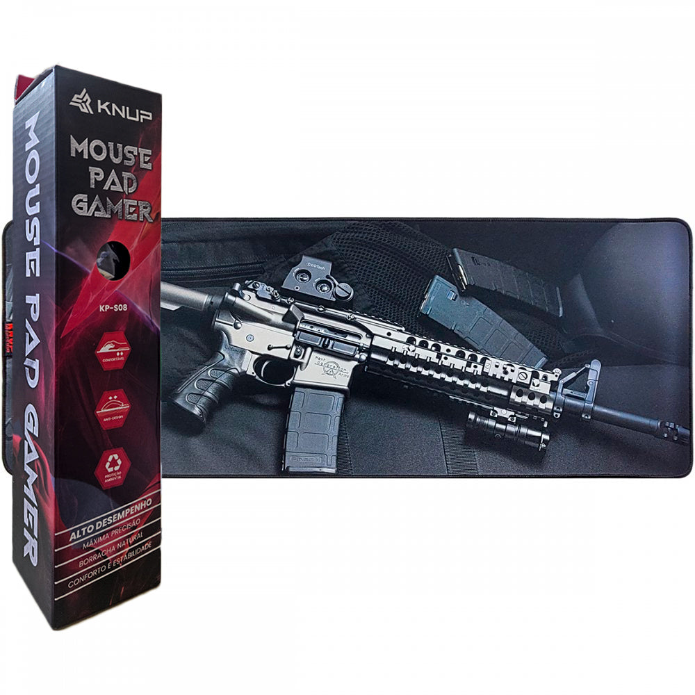Mouse Pad Gamer Grande KNUP, 800x300mm, Superficíe Antiderrapante e Bordas Costuradas - KP-S08