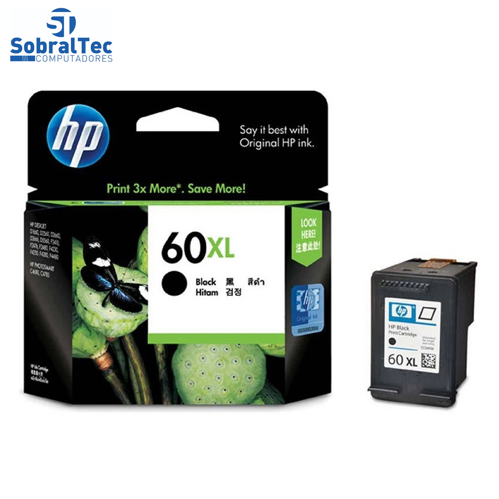 Cartucho hp 60xl Preto Cc641wb