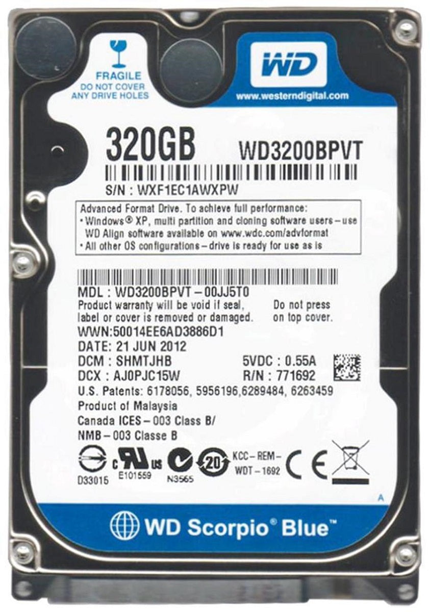 Hd Int. Notebook 320 Gb Wester Digital 7200 WD3200BPVT