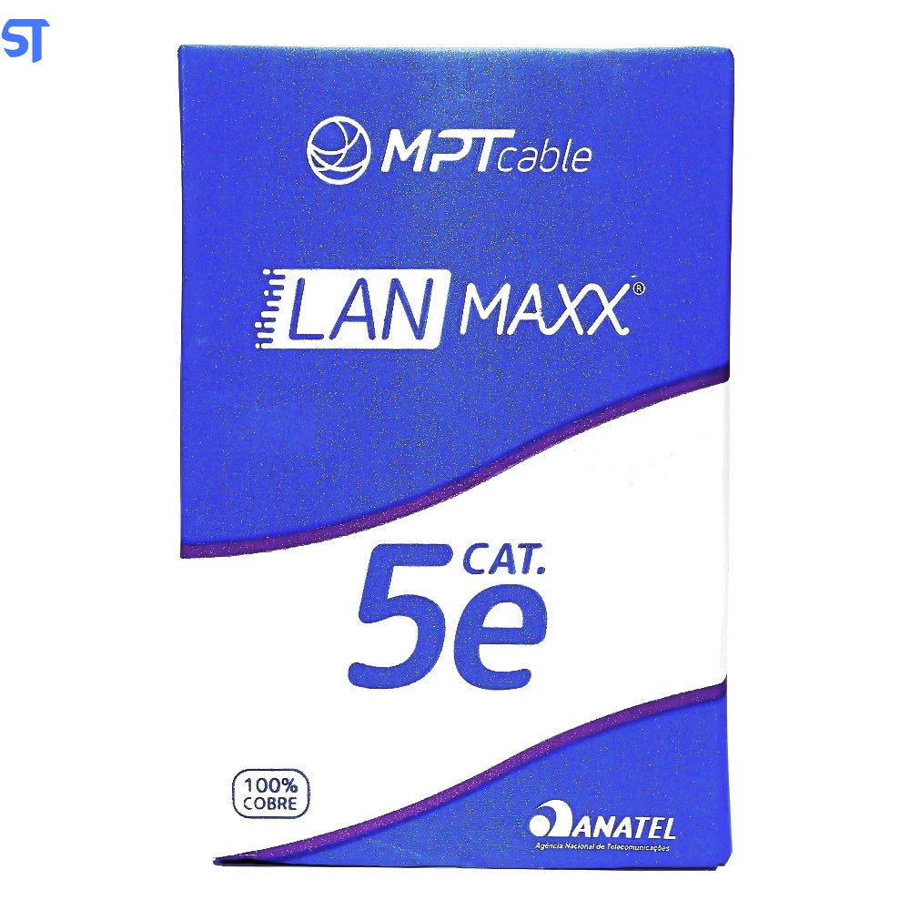 Caixa de Cabo de Rede Cat. 5E 100% Cobre LAN U/UTP 24AWGX4P LAN (305 Metros) Maxx Preto