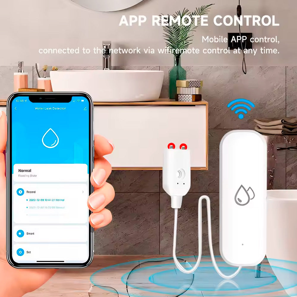 Sensor de Vazamento de Água, Wi-Fi, Monitor de Vazamentos, Compatível Com Tuya, Alexa, Google Assistant, Branco