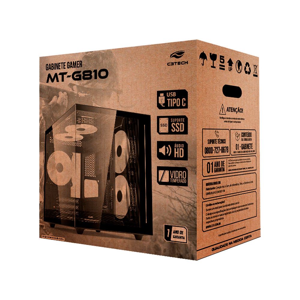 Gabinete Gamer C3Tech Gaming Aquarius MT-G810WH, Mini Tower, Micro ATX, Lateral em Vidro Temperado, Branco - MT-G810WH