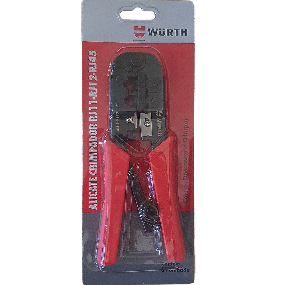 Alicate Crimpador RJ11-RJ12-RJ45 Cat 6 - Profissional, Wurth - 0715045110