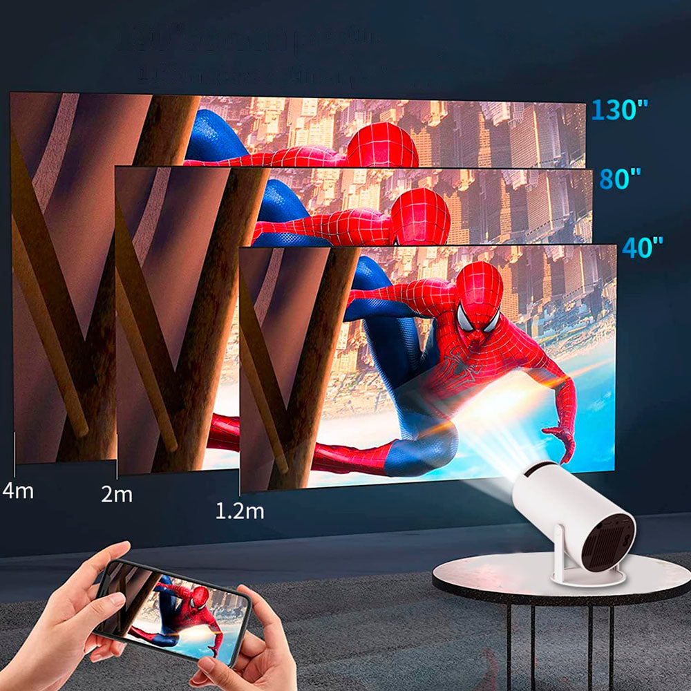 Mini Projetor Portatil, 5G, WiFi, Bluetooth 5.0, Android 11, 8000 Lumens, LED 4K FHD - HY300