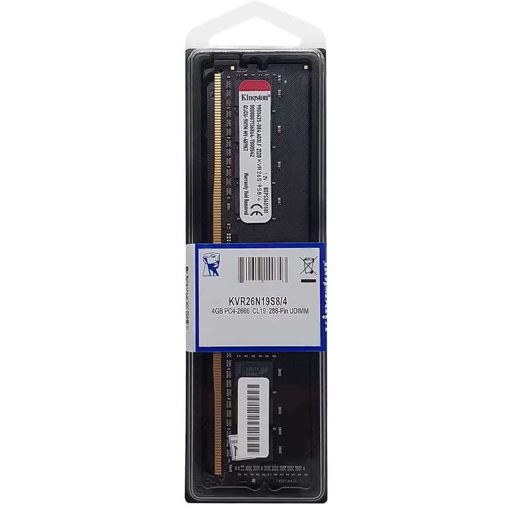 Memória Ram Desktop DDR4 4GB 2666MHz Kingston KVR26N19S8/4 - Preta