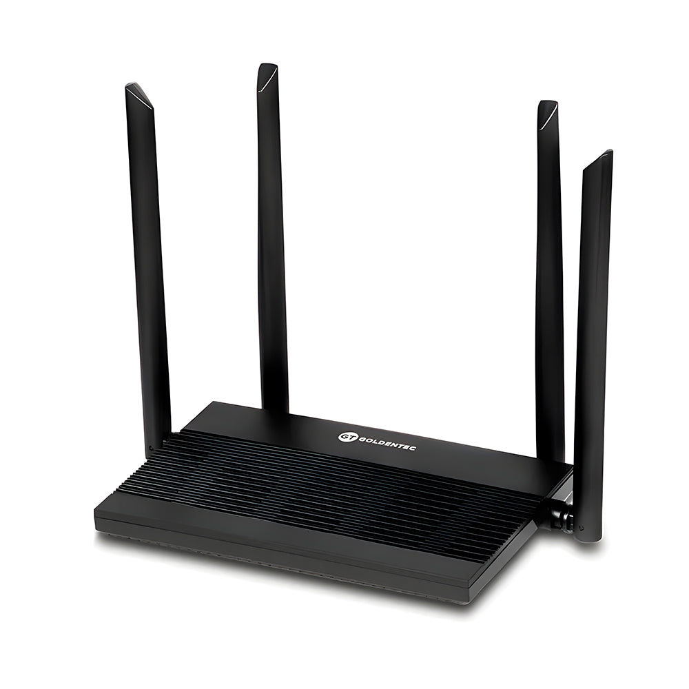 Roteador Wireless Goldentec AC1200, Dual Band 2.4GHz e 5GHz, 4 Portas Gigabit, 4 Antenas 5DBI - Preto