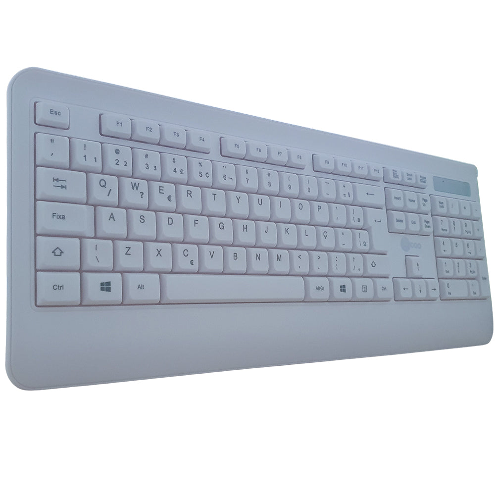 Kit Teclado Membrana, Padrão ABNT2 e Mouse Sem Fio 1.200 DPI Lecoo KW202 - Branco