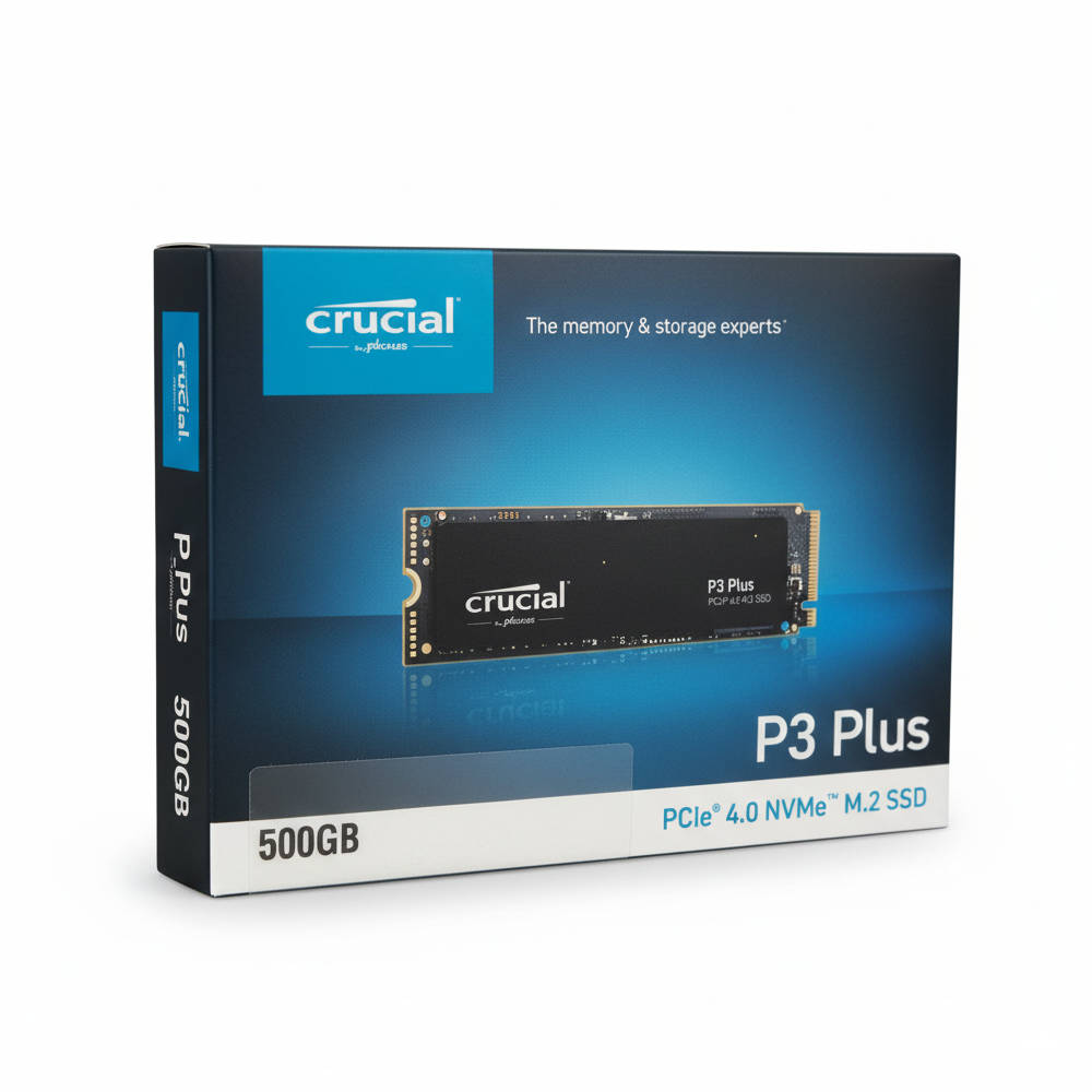 SSD Crucial P3 Plus 500GB NVMe, PCIe 4.0 x4, M.2 2280, Leitura 4700MB/s, Gravação 1900MB/s, 3D NAND TLC