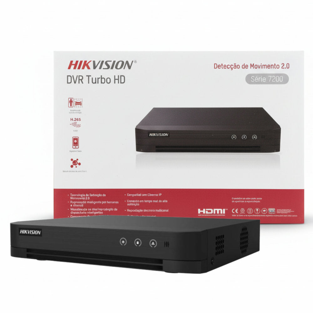Gravador Digital 8 Canais Turbo Hikvision HD DVR 7200 Series H.265 1080P HDMI DS-7208HGHI-M1