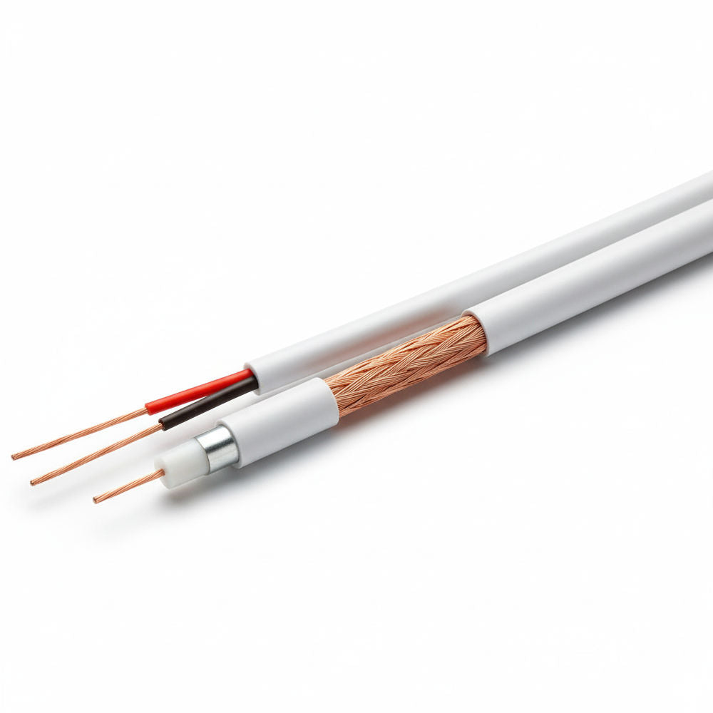 Caixa 100 Metros de Cabo Coaxial CFTV Condutti 4mm Dupla Blindagem, 750 Ohms, 2x26AWG, Anti-Chama, HIB RF4MMCEL - Branco