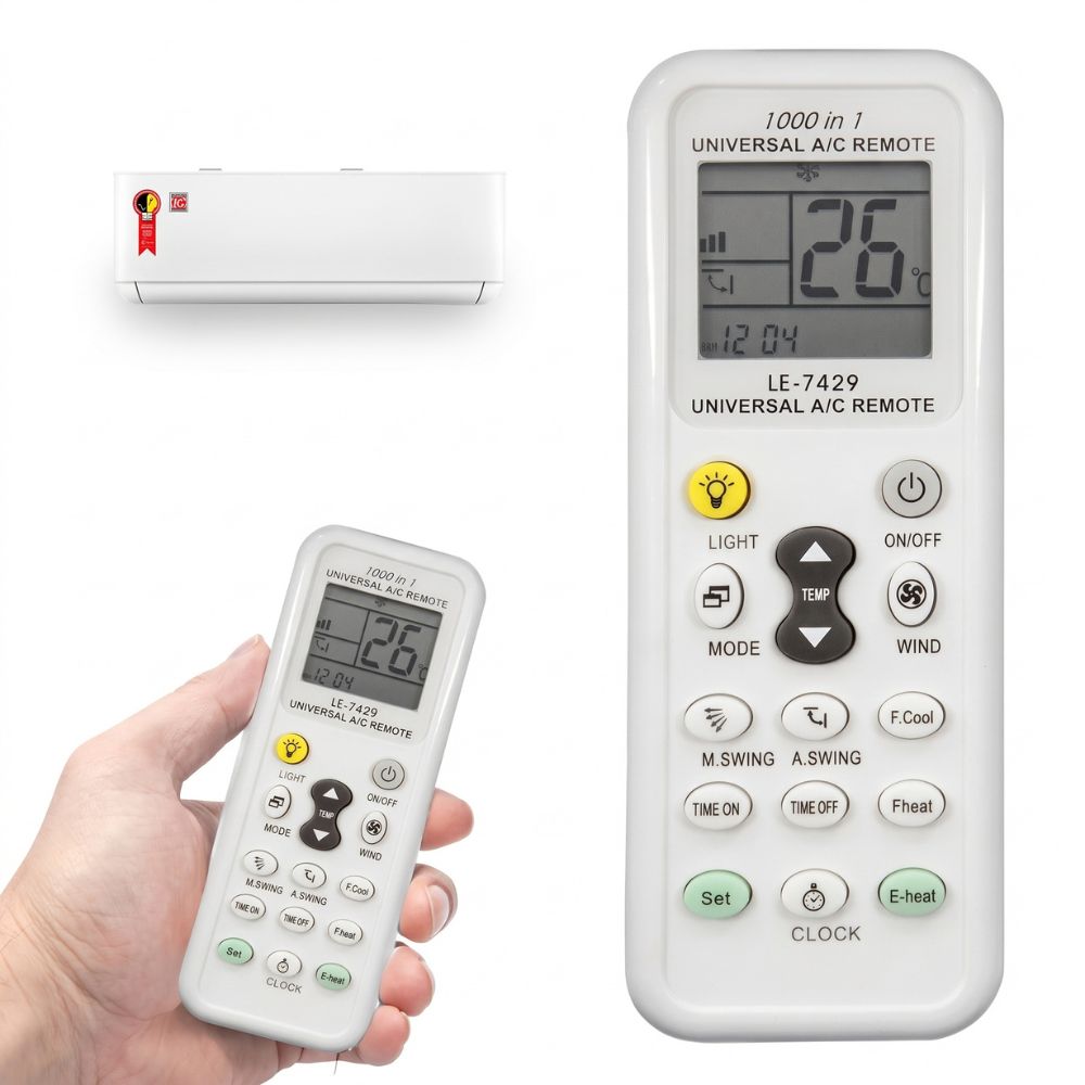 Controle Remoto Universal Para Ar-Condicionado Lelong LE-7429 com Display LCD