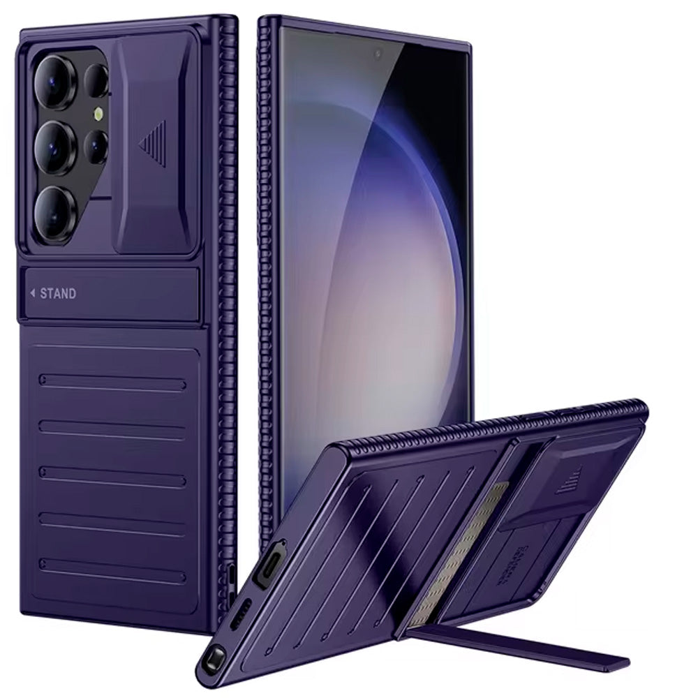 Capa Com Slide de Proteção de Câmera, Alta Resistência, Para Samsung S24 Ultra - Roxo