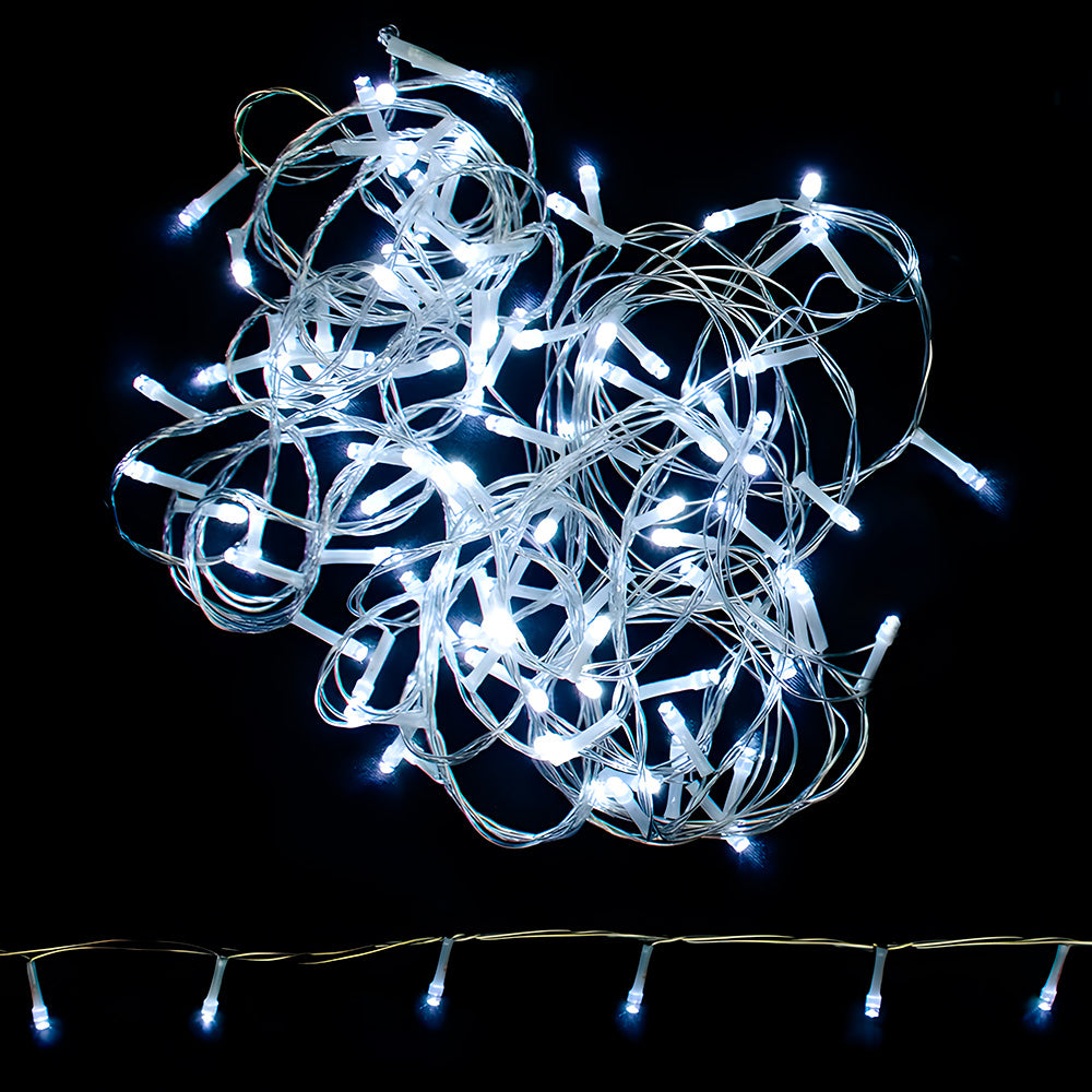 Conjunto 100 LEDs Branco, Pisca-Pisca, 8 Funções, Fio Transparente, 8 Metros Comprimento, 5W, 220V, 85201