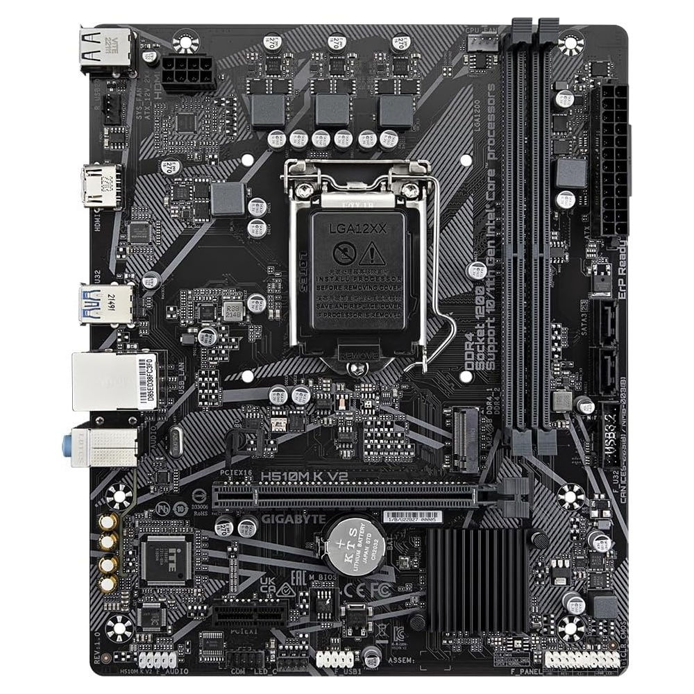 Placa Mãe Gigabyte H510M K V2 LGA 1200, DDR4 até 64GB, M.2 NVMe, HDMI, USB 3.2, LAN Gigabit, mATX, 10ª/11ª Geração