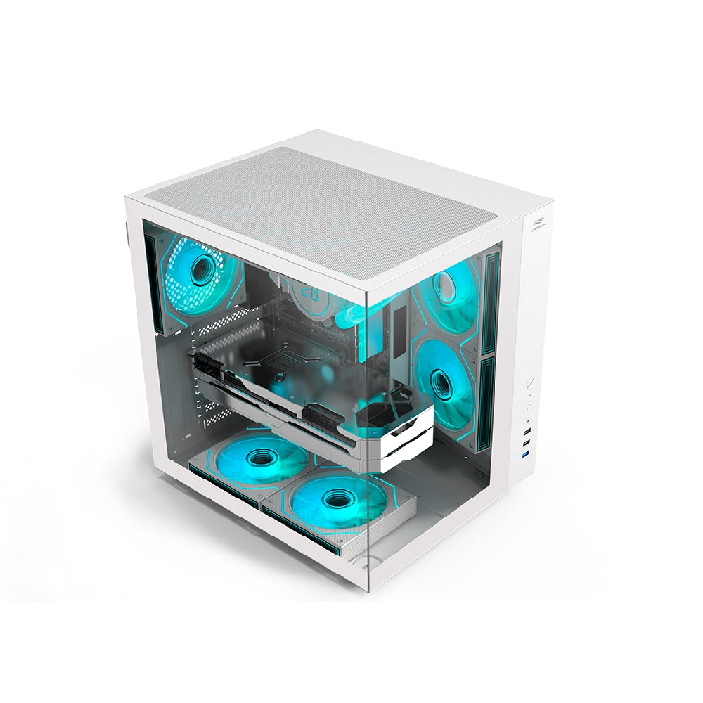 Gabinete Gamer C3Tech Aquário MT-G920WH, Mid Tower, Vidro Temperado, Suporte Water Cooler, S/Fonte, Branco - Aquarius