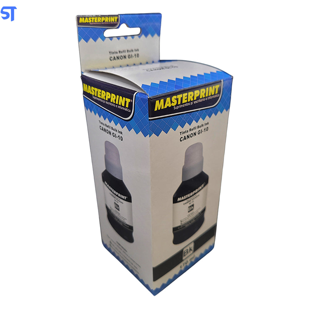 Refil de Tinta Compatível Canon Bulk Ink GI-10 Corante Preto BK 170ML MasterPrint