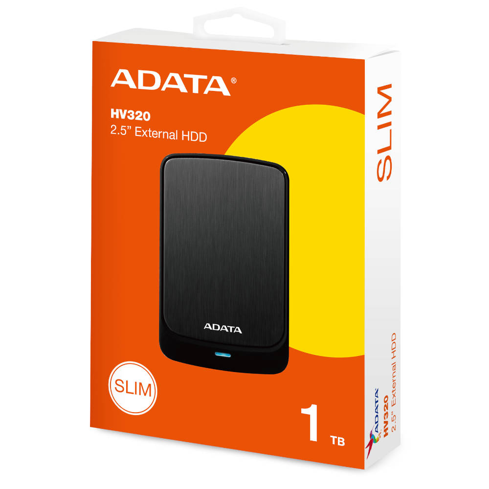 HD Externo Portátil ADATA HV320 1TB, USB 3.2, Gen1, 5400RPM 2.5" 125mm x 80mm x 11.5mm, Preto