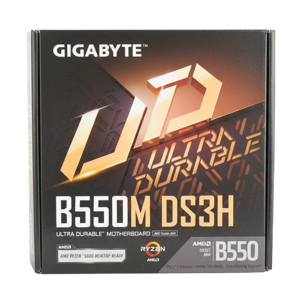 Placa Mãe Gigabyte B550M DS3H (rev. 1.0/1.1/1.2/1.3) AMD AM4, mATX, 4x DDR4 128GB, 2xM.2 NVMe, PCIe 4.0, HDMI, DVI