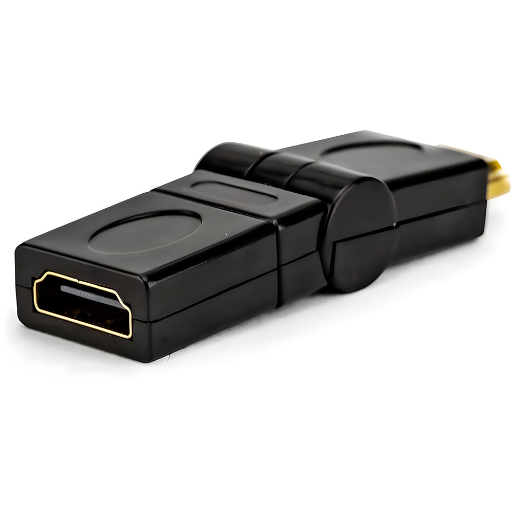 Adaptador HDMI Macho x HDMI Fêmea Dobrável em 180° e Rotativo em 360° - Preto
