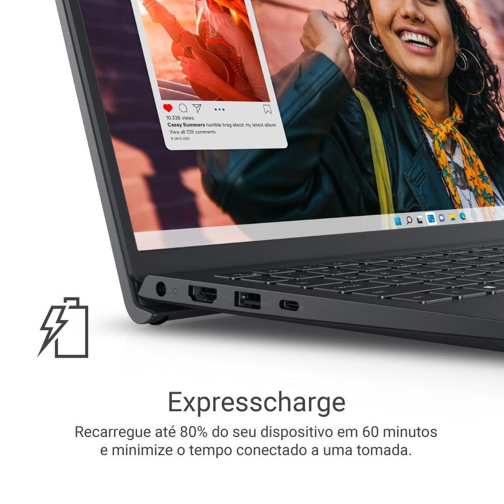 Notebook Dell Inspiron 15 I15-I1300-A30P 15.6" FHD 120Hz Intel Core i5-1334U, RAM 8GB DDR4, 512GB NVMe, Win11, Preto